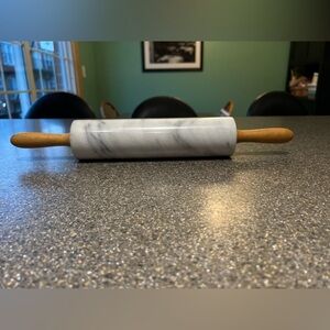Vintage Marble Black White Rolling Pin.